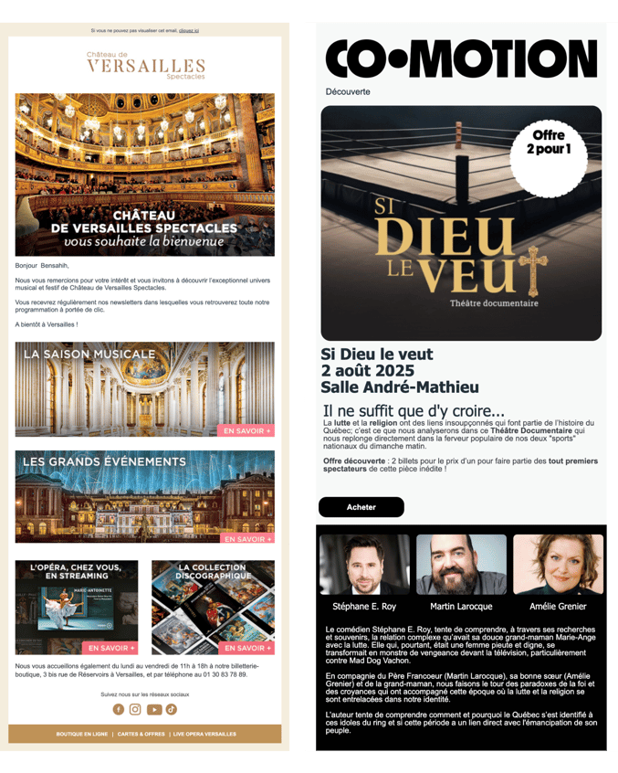 Accueillir ses primo-spectateurs - Exemples Newsletter - 1