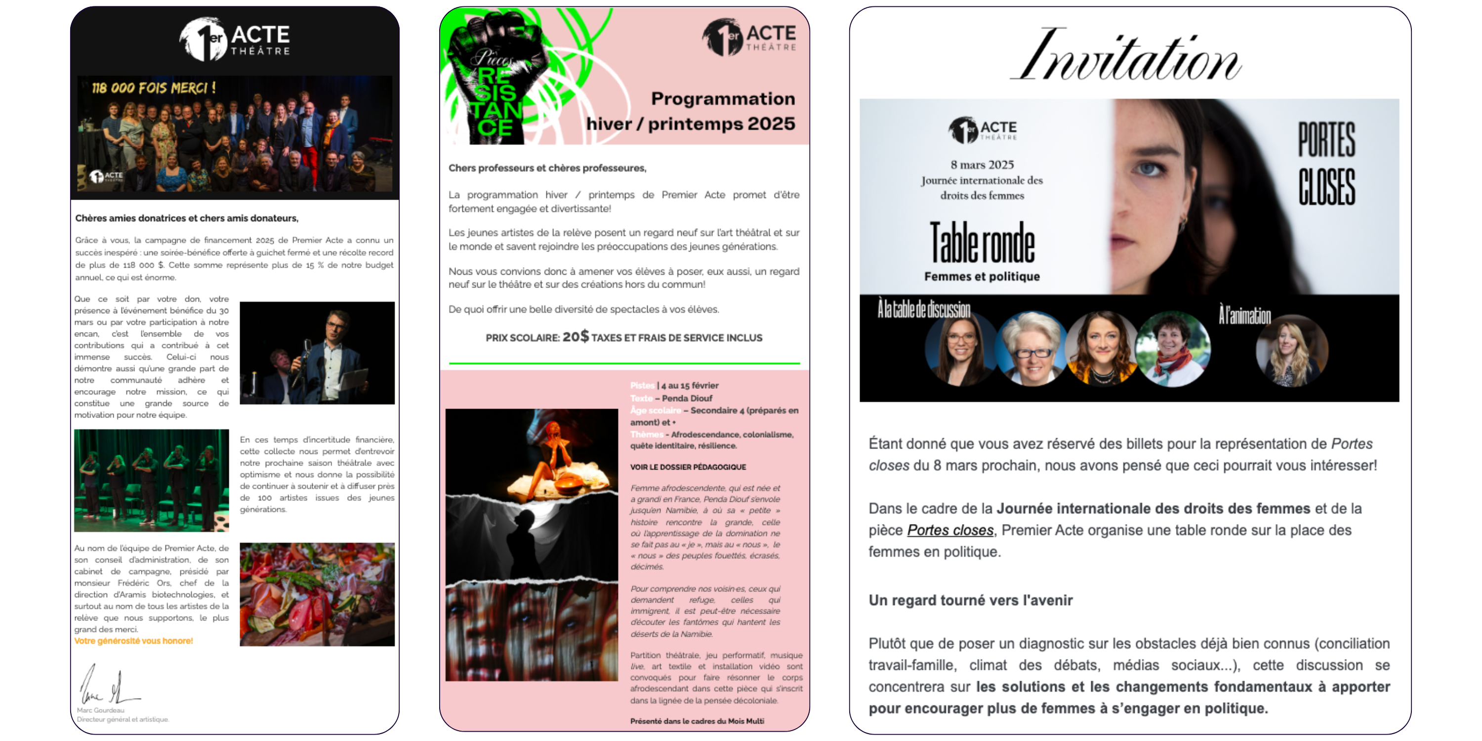 Arenametrix - Premier Acte - Exemples de communications