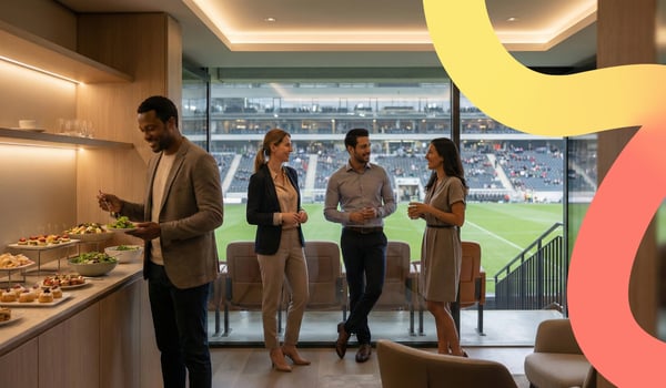Vue dun espace hospitalité B2B dans un stade