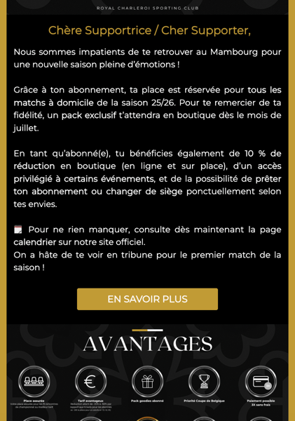Email de bienvenue du RCSC - Arenametrix