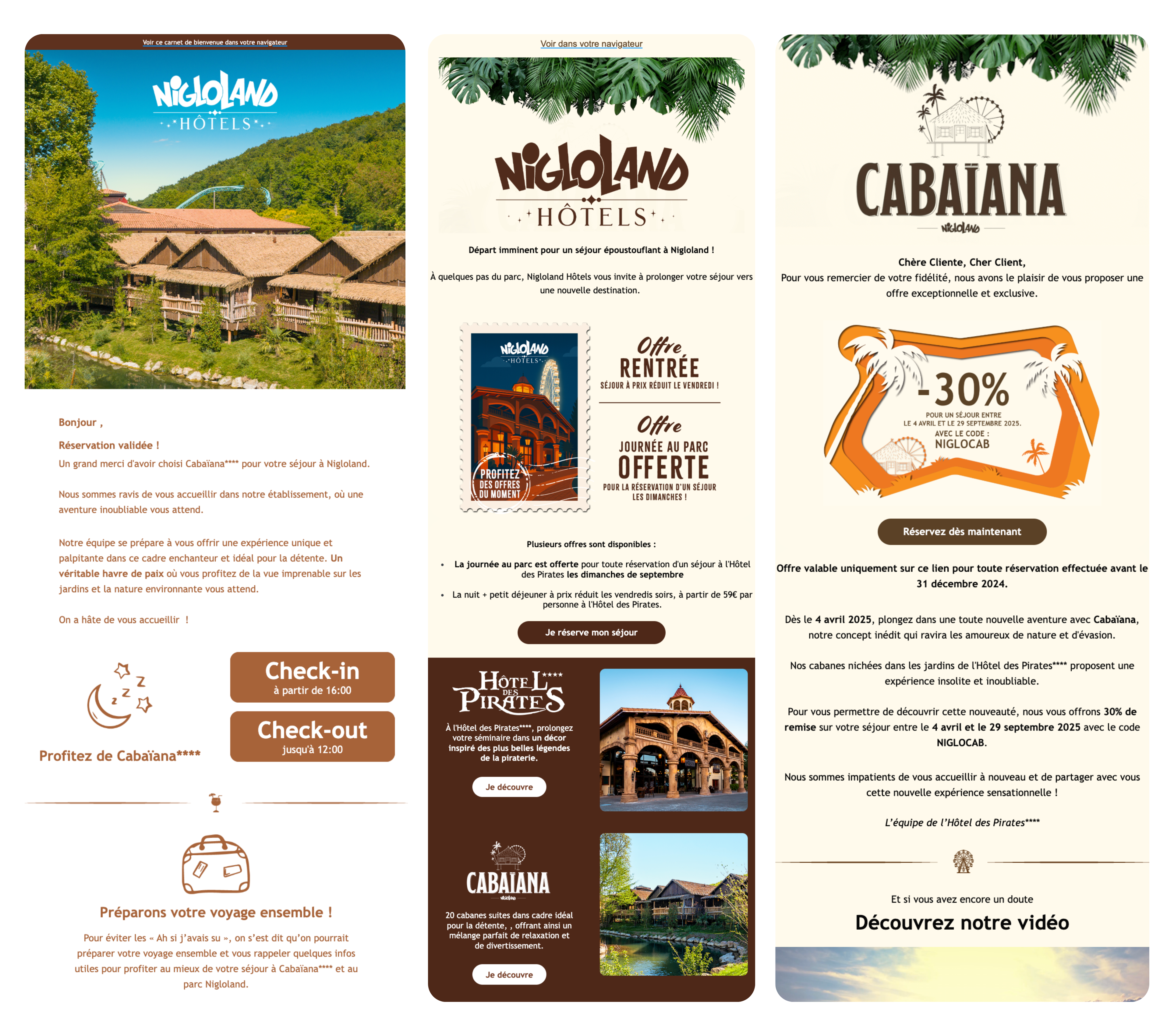 Exemples de newsletters envoyées par Nigloland avec Arenametrix