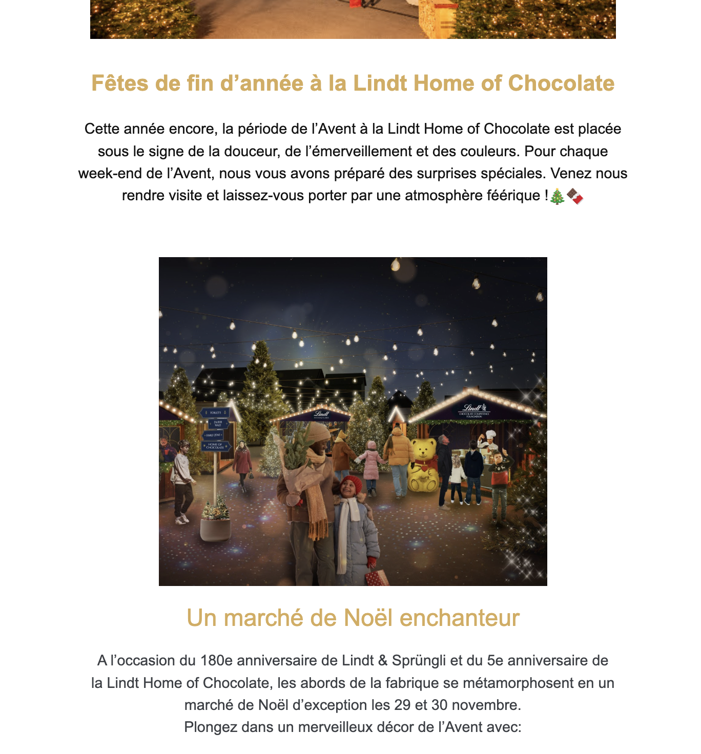 Lindt Home of Chocolate - Programmation - Arenametrix