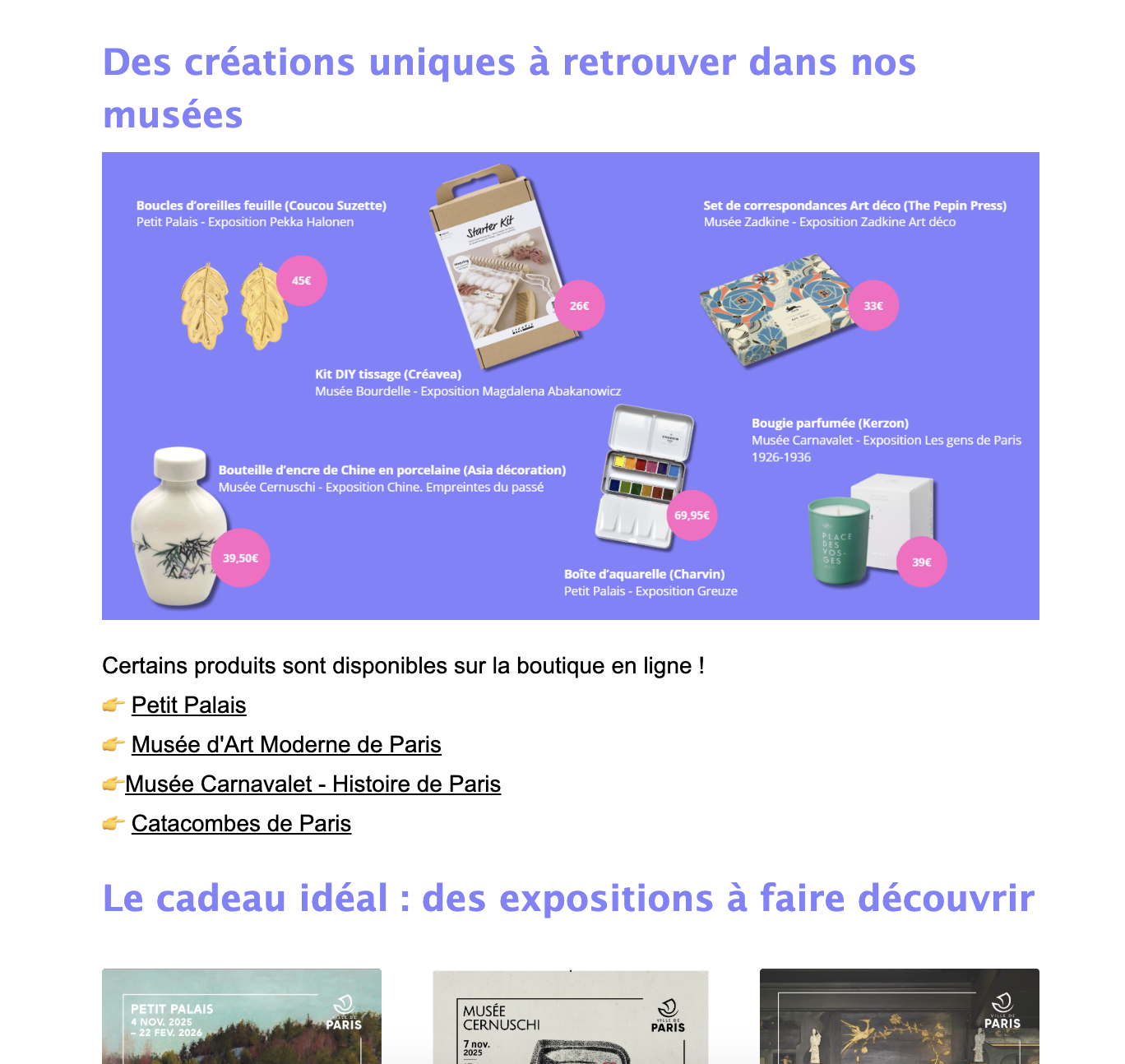 Paris Musées - Boutique - Arenametrix