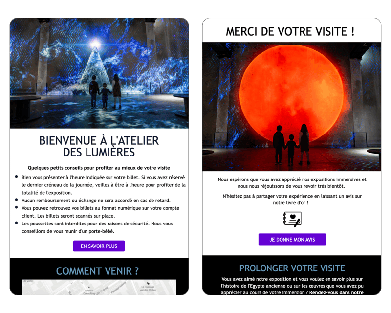 Exemple de newsletters envoyées par Culturespaces