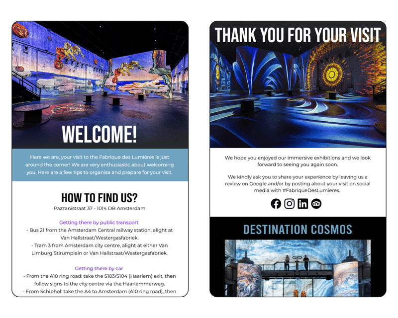 Exemple de newsletters envoyées par Culturespaces
