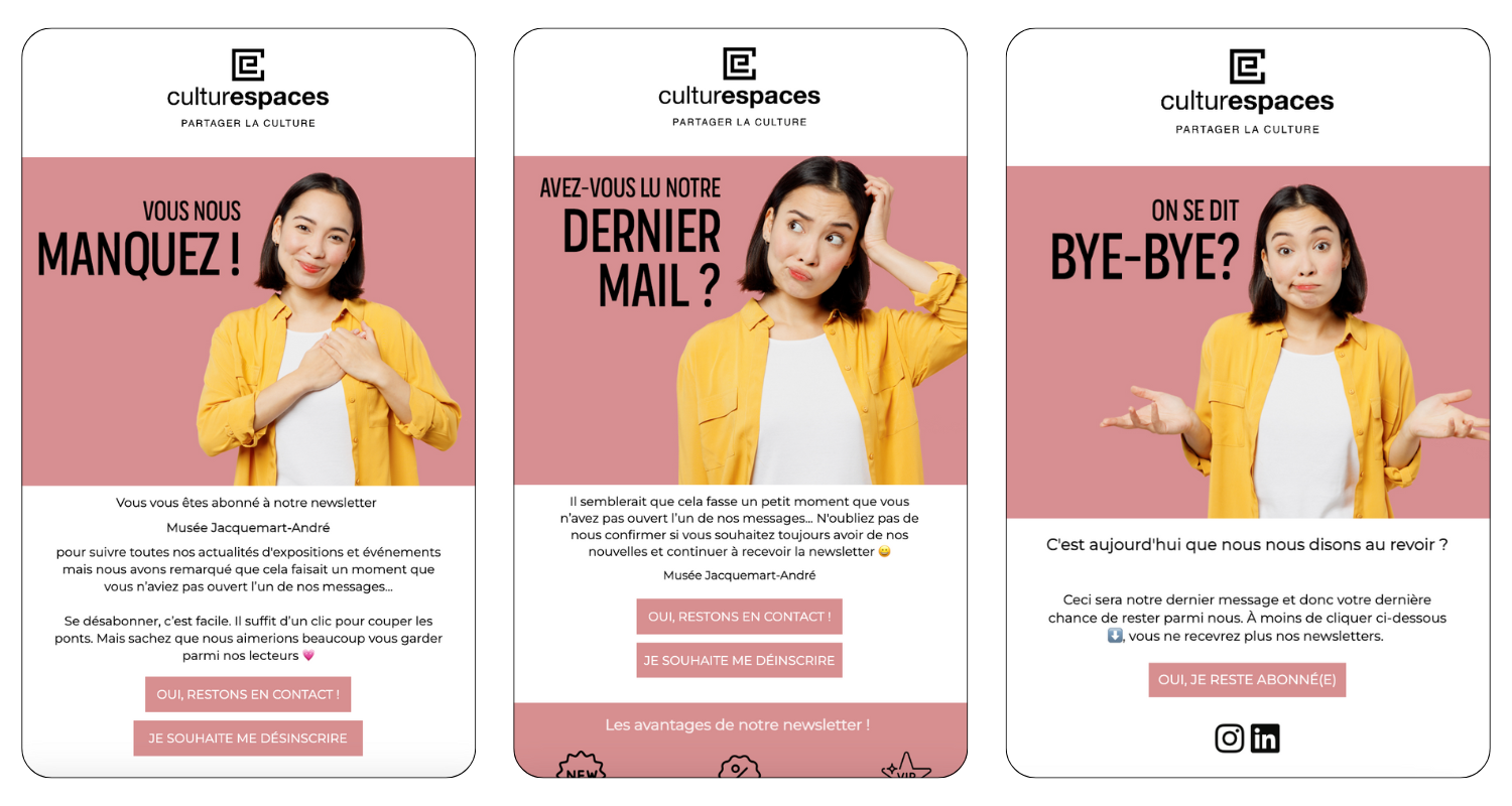 Exemple de newsletters envoyées par Culturespaces