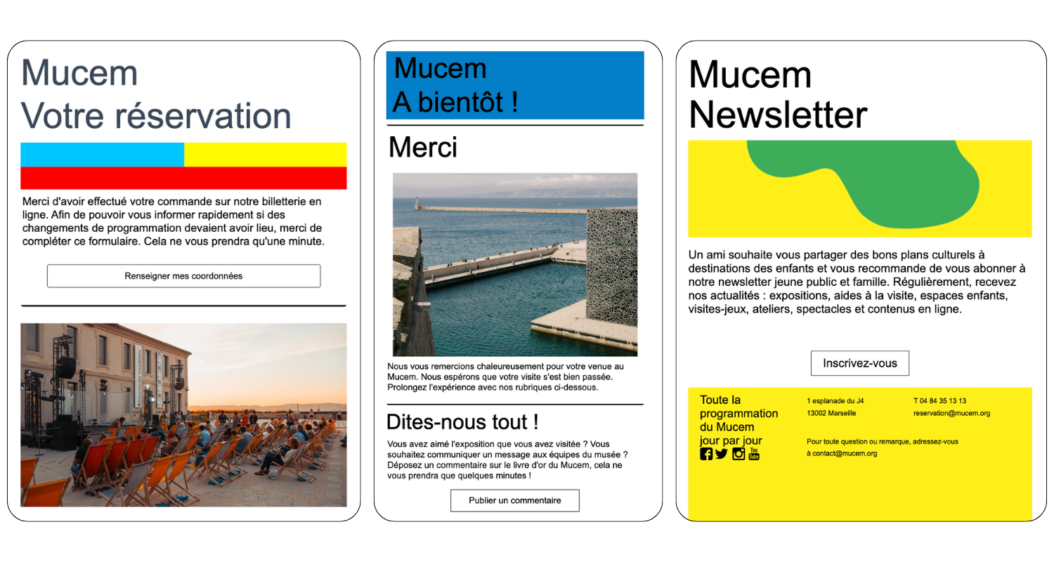 Exemple de newsletters envoyées par le MUCEM